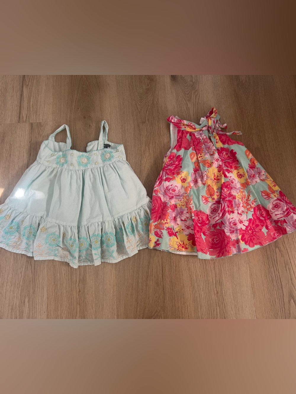 GAP Mint & Floral Pink Tie-Neck Twin Dress Set
